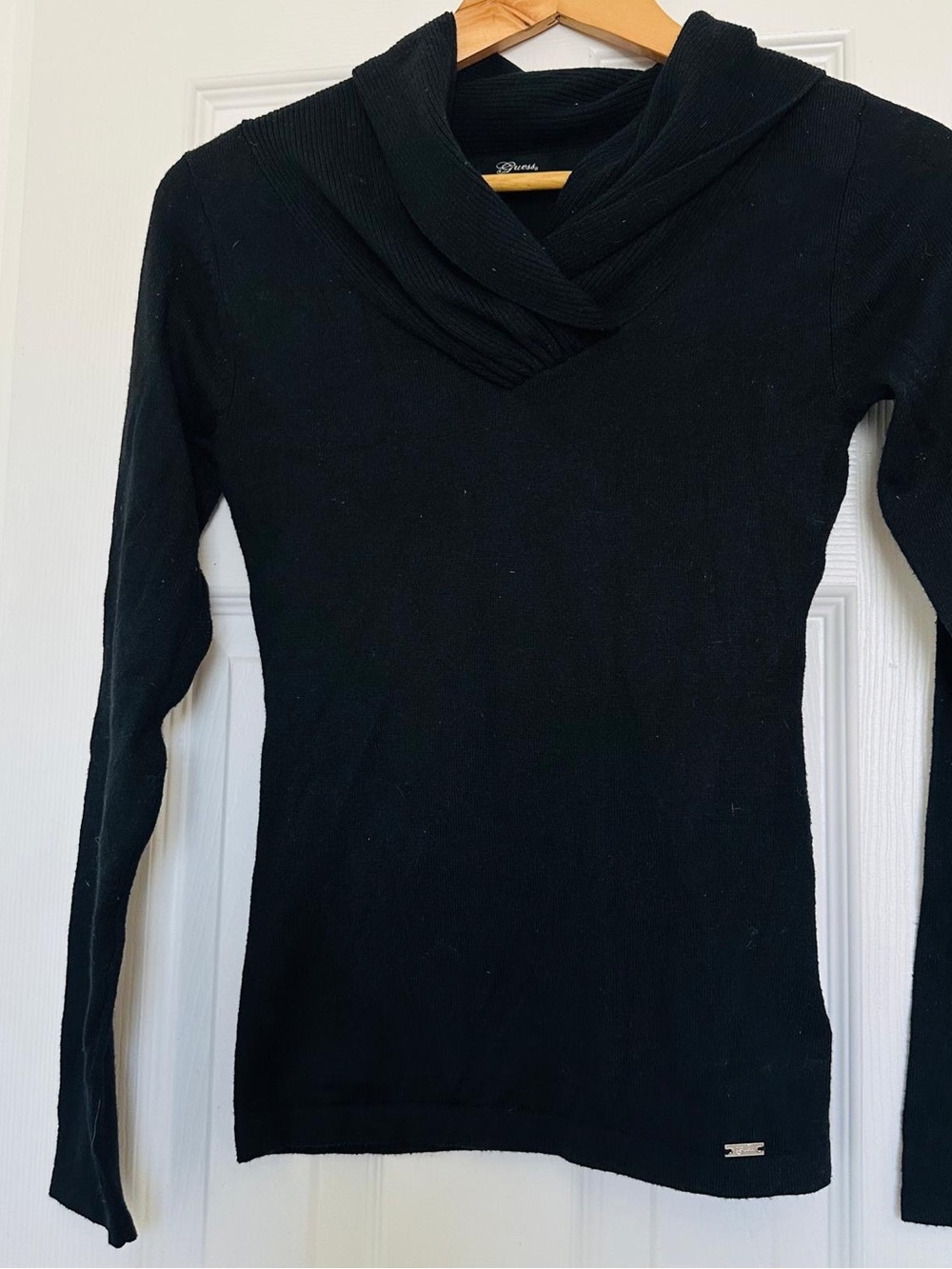 Guess Black Ribbed Cowl Neck Sweater - Picture 4 of 10